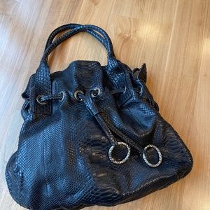 Jane August black python handbag
